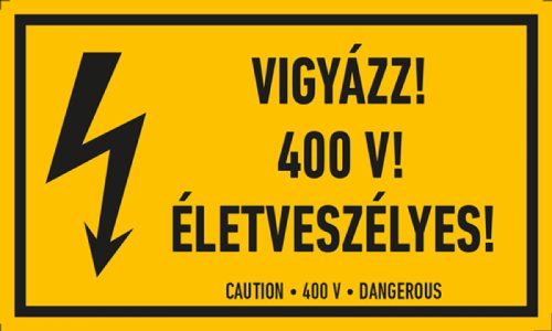 AFV ERV046001 Vigyázz! 400 v! életveszélyes! Öntapadó matrica 100 x 60 mm