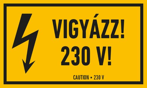 AFV ERV062001 Vigyázz! 230 v! Öntapadó matrica 100 x 60 mm