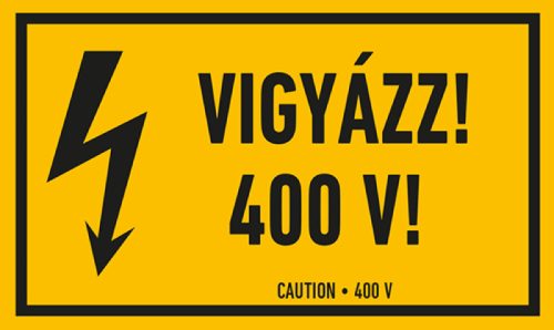 AFV ERV063001 Vigyázz! 400 v! Öntapadó matrica 100 x 60 mm