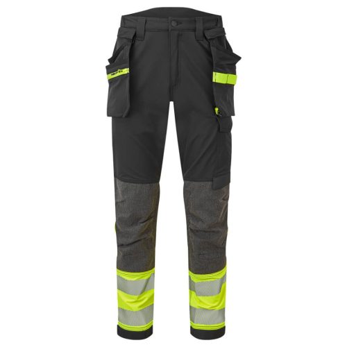 Portwest EV442 EV4 Hi-Vis Stretch Class 1 Holster lengőzsebes nadrág (sárga/fekete, 28) 28