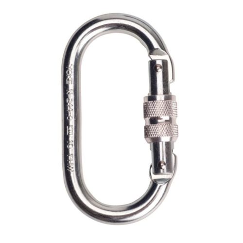A Portwest ovális acélkarabiner csavaros rögzítéssel rendelkező eszköz, a magasban végzett munka közben szükséges hely-és helyzetváltoztatás gördülékeny, akadálymentes biztosítására.