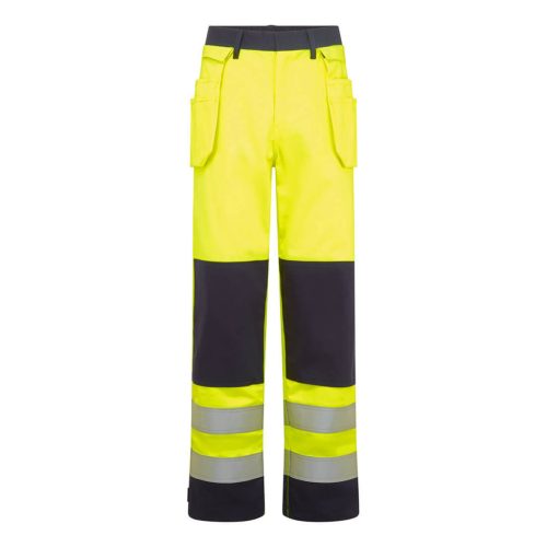 Portwest Bizflame Work Hi-Vis Contrast FR lengőzsebes nadrág M Sárga/Navy