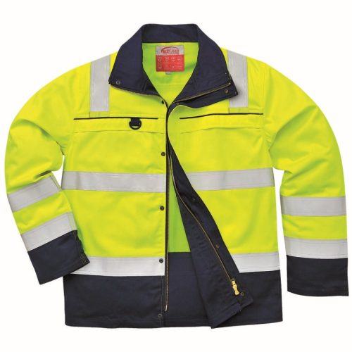 portwest fr61 hi-vis multi-norm kabát s sárga tengerészkék