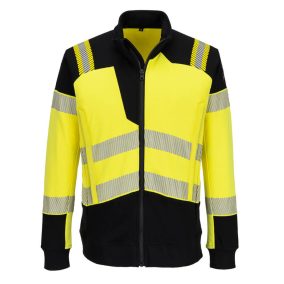 Portwest PW3 Modaflame Knit Hi-Vis FR lángálló teljes cipzáras pulóver L Sárga/Fekete