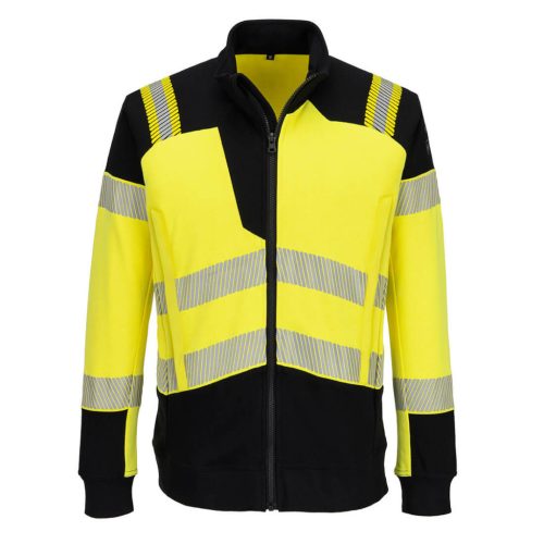 Portwest PW3 Modaflame Knit Hi-Vis FR lángálló teljes cipzáras pulóver M Sárga/Fekete