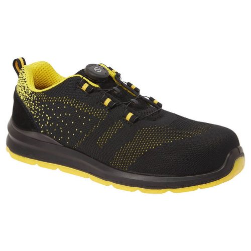 Portwest FT08 FT08 Portwest Compositelite Wire Lace Safety Trainer kötött S1P (fekete/sárga, 48) 48