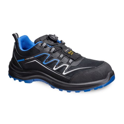 Portwest FT32 Kompozit KPU Mesh Trainer félcipő S1PS ESD SR FO Fekete/Kék 48