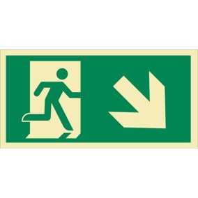 AFV MET005002 Menekülési út jobbra, lépcsőn le (iso) Utánvilágító PVC 300 x 150 mm