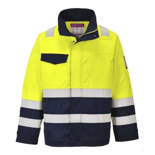 Portwest MV25 Hi-Vis Modaflame munkakabát (sárga/kék, S) S