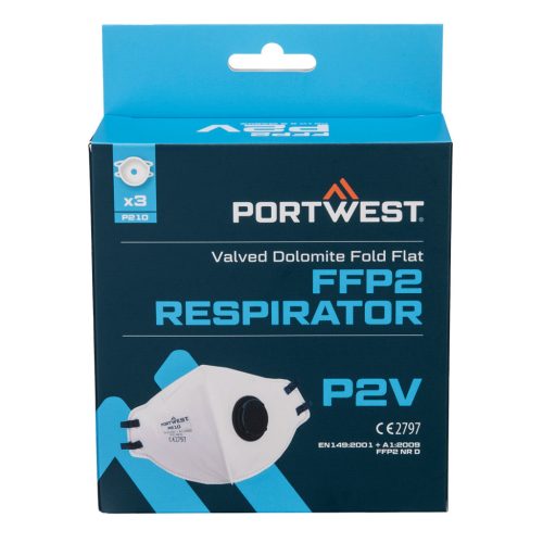 Portwest FFP2 szelepes Dolomit légzésvédő maszk Fehér