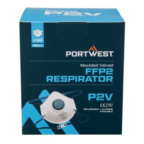 Portwest Formázott FFP2 szelepes légzőkészülék (Pk10) Fehér