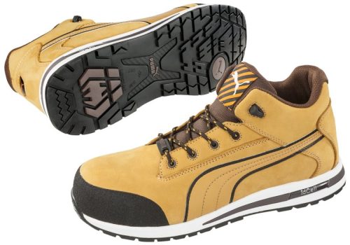 A Puma Dash Wheat munkavédelmi cipő széleskörűen alkalmazható, fokozottan csúszásbiztos modell beépített kényelmi extrákkal.