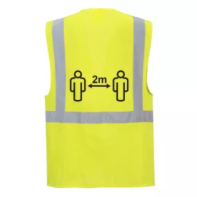 Portwest CV76 Távolságtartásra figyelmeztető vezetői mellény 2 m (sárga*, M) M