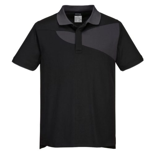 Portwest PW210 PW210 Pique póló S/S (fekete/szürke, L) L