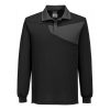 Portwest PW218 PW2 pamut póló póló L/S Fekete/Z szürke S