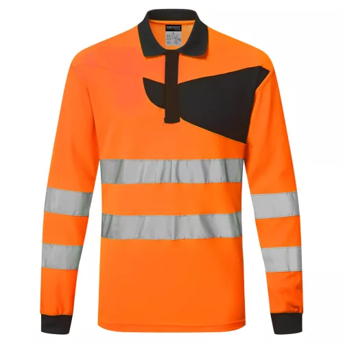 portwest pw220 pw2 hi-vis hosszú ujjú pólóing xl narancs fekete