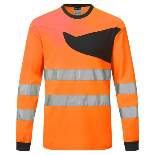 portwest pw221 pw2 hi-vis hosszú ujjú póló m narancs fekete
