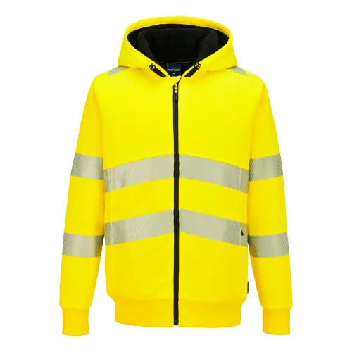 Portwest PW321 Hi-Vis cipzáras téli kapucnis pulcsi 4XL Sárga