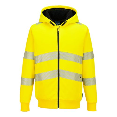 Portwest PW321 Hi-Vis cipzáras téli kapucnis pulcsi S Sárga