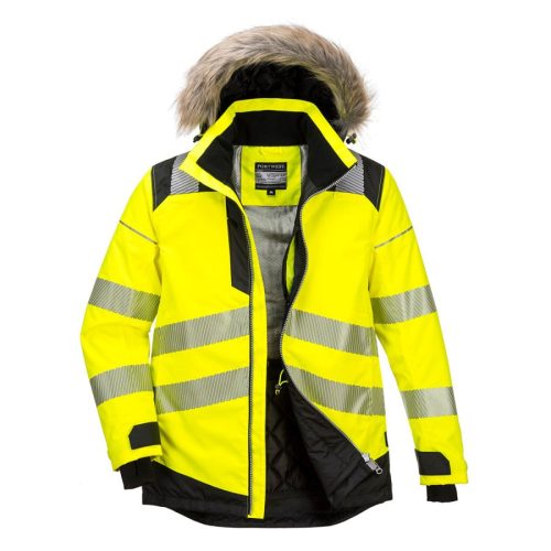 Portwest PW369 PW3 Hi-Vis Parka télikabát (sárga/fekete, S) S