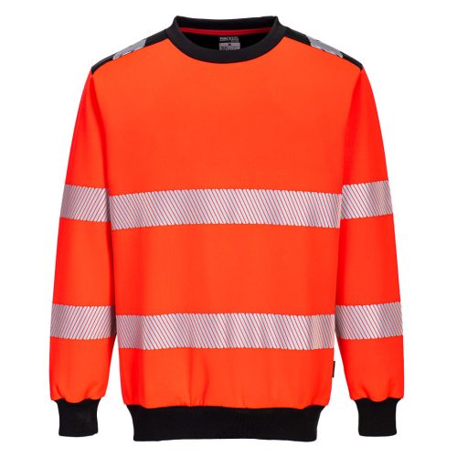 Portwest PW379 PW379 PW3 Hi-Vis Crew Neck pulóver Piros/Fekete S