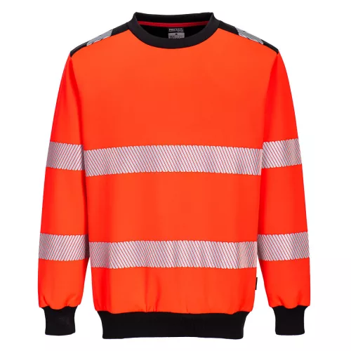 Portwest PW379 PW379 PW3 Hi-Vis Crew Neck pulóver Piros/Fekete 4XL