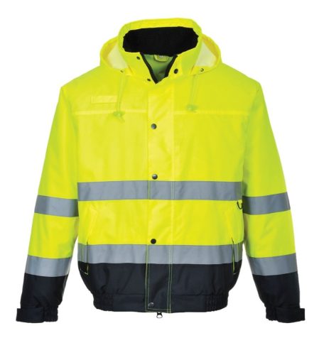 portwest s266 hi-vis kéttónusú bomber kabát 3xl sárga tengerészkék
