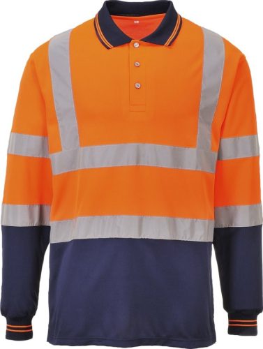 Portwest S279 Kéttónusú hosszú ujjú póló (narancs/tengerészkék, L) L