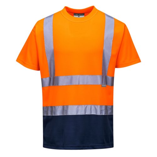 portwest s378 kéttónusú pólóing s narancs tengerészkék