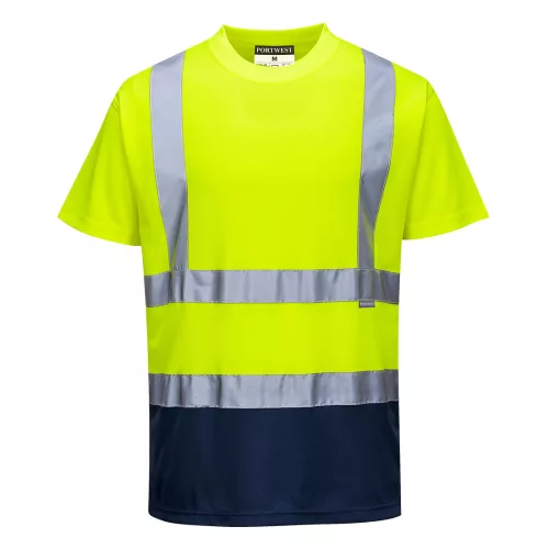 portwest s378 kéttónusú pólóing s sárga tengerészkék