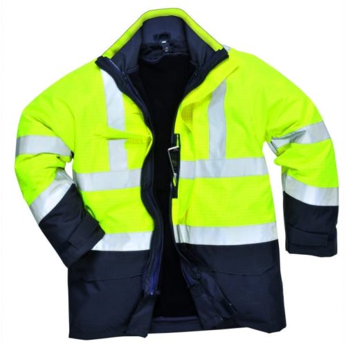 A Portwest Hi-Vis Multi Protection antisztatikus, lángálló munkavédelmi kabát kivehető bélésének köszönhetően mind beltéri, mind kültéri környezetben kiválóan alkalmazható a munkavégzés támogatására.