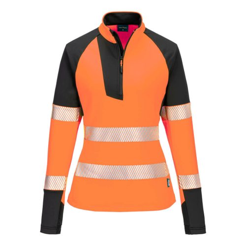 Portwest PW3 Hi-Vis 1/4 Cipzáras Sweatshirt XS Narancssárga/Fekete
