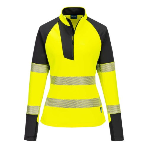 Portwest PW3 Hi-Vis 1/4 Cipzáras Sweatshirt XS Sárga/Fekete