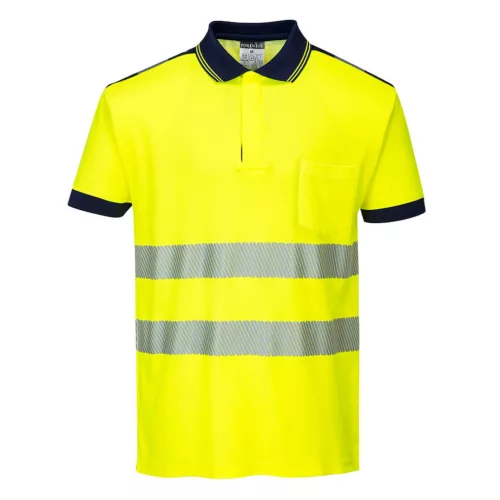 Portwest PW3 Hi-Vis pólóing S/S XS Sárga/Navy