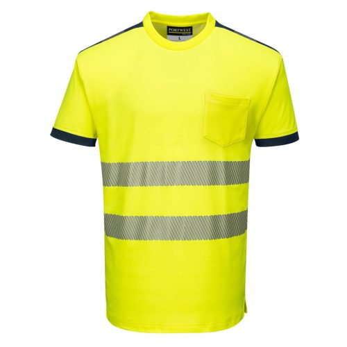 portwest t181 - pw3 hi-vis póló l sárga tengerészkék