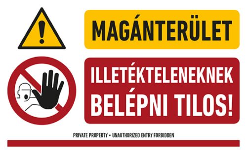 AFV TIT001005 Magánterület illetékteleneknek belépni tilos! PVC 1 mm 400 x 250 mm