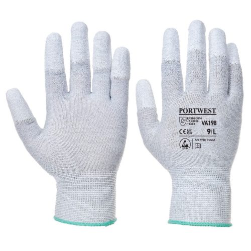 Portwest VA198 VA198 - ESD ujjvég bevont védőkesztyű automatákhoz (szürke, 10/XXL) 10/XXL