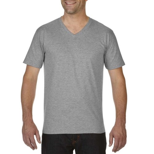 GILDAN GI41V00 Premium Cotton® felnőtt v-nyakú póló (RS Sport Grey, XL) XL