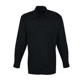 Premier PR210 PR210 Férfi hosszú ujjú pilóta ing (black, XXL/3XL) XXL/3XL