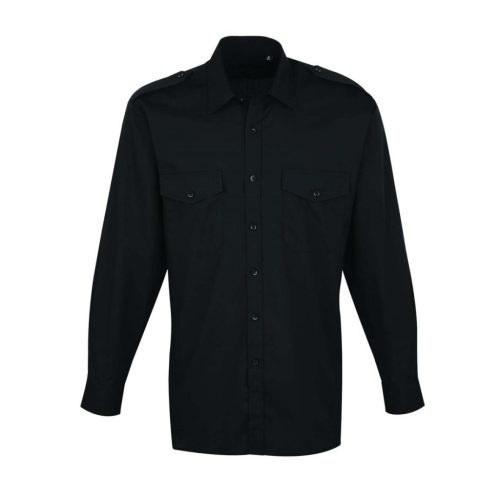 Premier PR210 PR210 Férfi hosszú ujjú pilóta ing (black, XL) XL