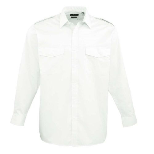Premier PR210 PR210 Férfi hosszú ujjú pilóta ing (white, S) S