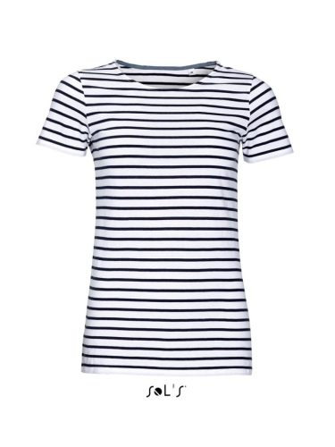SOLS SO01399 Sols Miles Women - kereknyakú csíkos póló XS