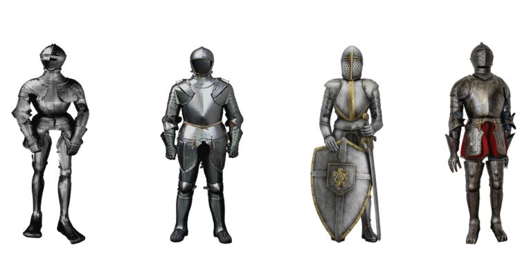 A középkori lovagi páncélok, akár az egyéni védőeszközök elődjének is tekinthető, bár tény, hogy rendkívül nehezek voltak, akár 30-40 kilónyi plusz súlyt jelentettek viselőjüknek.